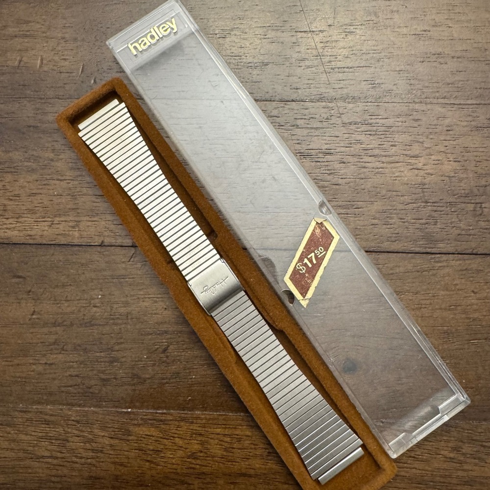 Hadley Watch Band Unisex Silver Stainless Steel Vintage Expansion Strap NOS